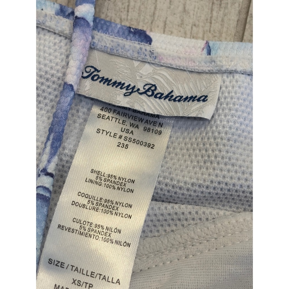 Tommy Bahama Blue Pink Floral Shell Print Swim Coverup Dress SS500392 XS